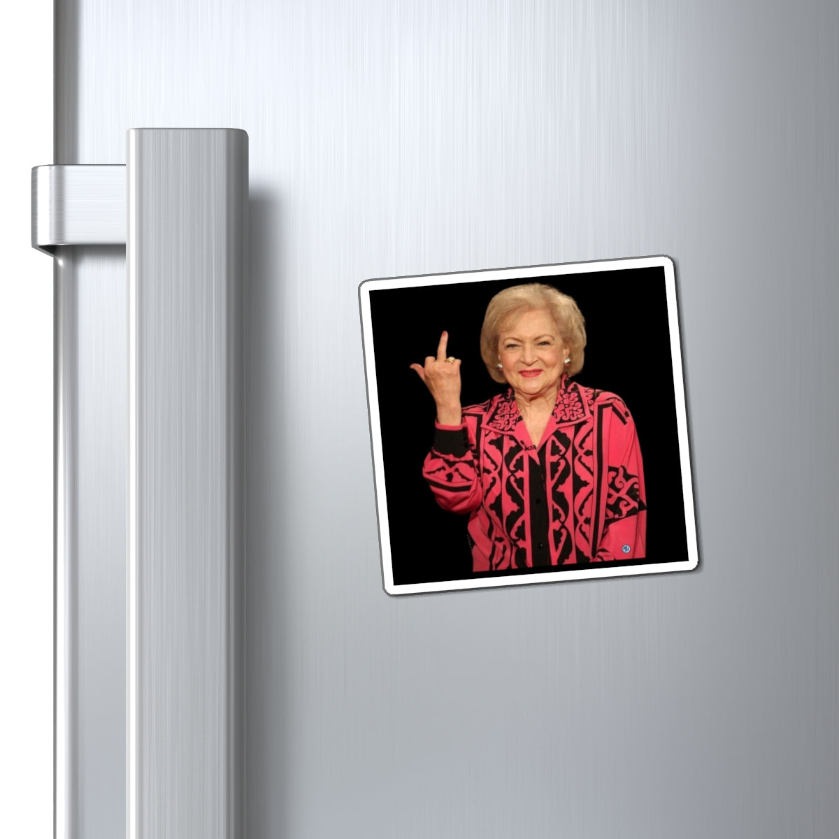 Betty White Middle Finger Square Magnet
