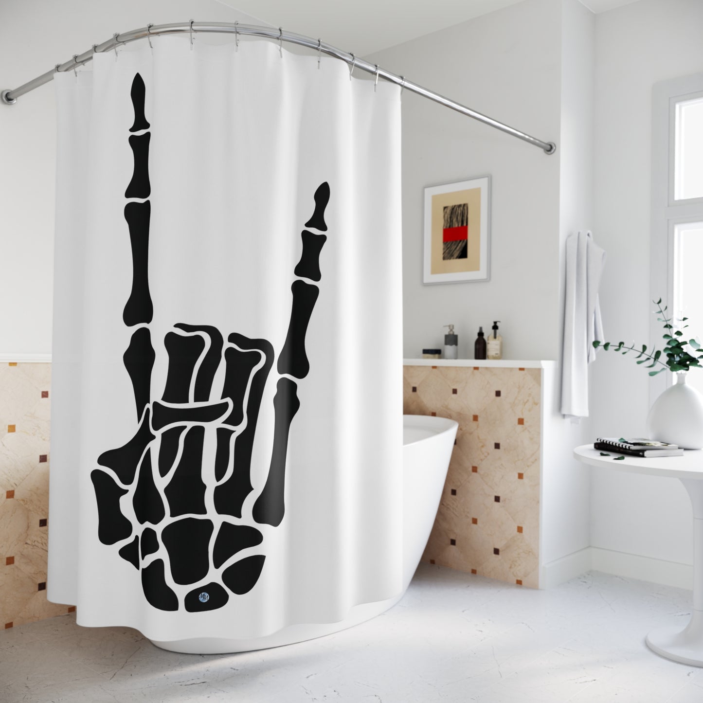 Rock On White Shower Curtain