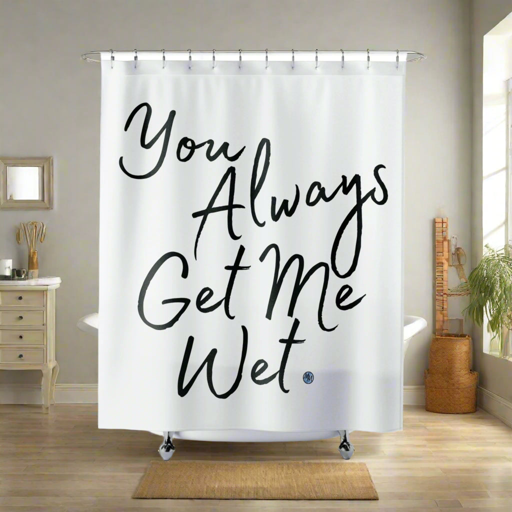 Get Me Wet White Shower Curtain