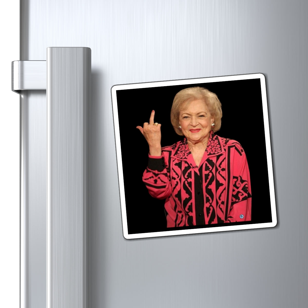 Betty White Middle Finger Square Magnet