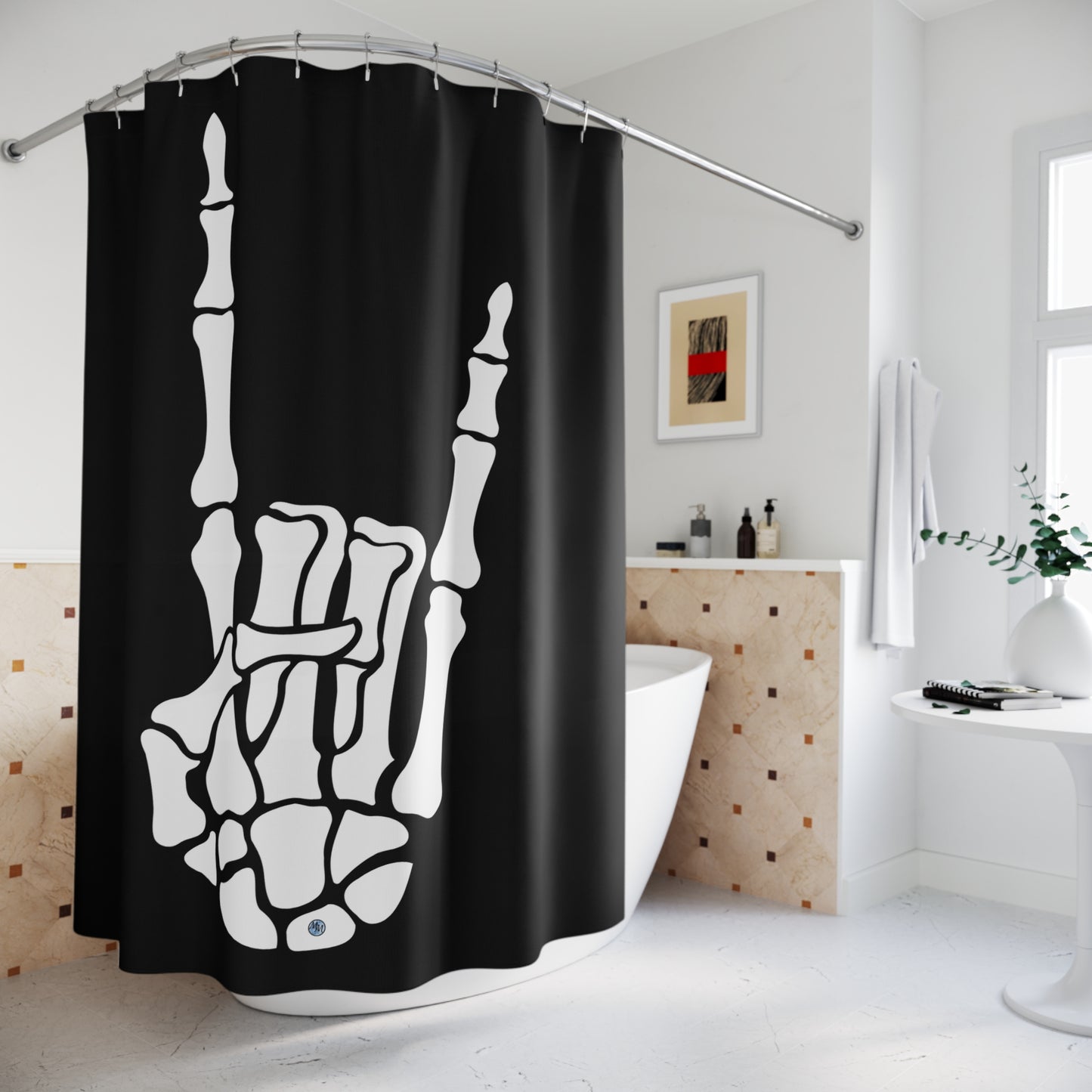 Rock On Black Shower Curtain