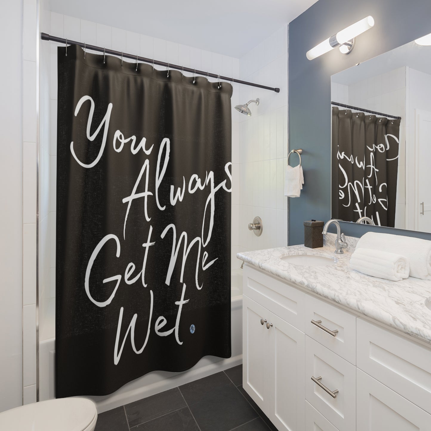 Get Me Wet Black Shower Curtain