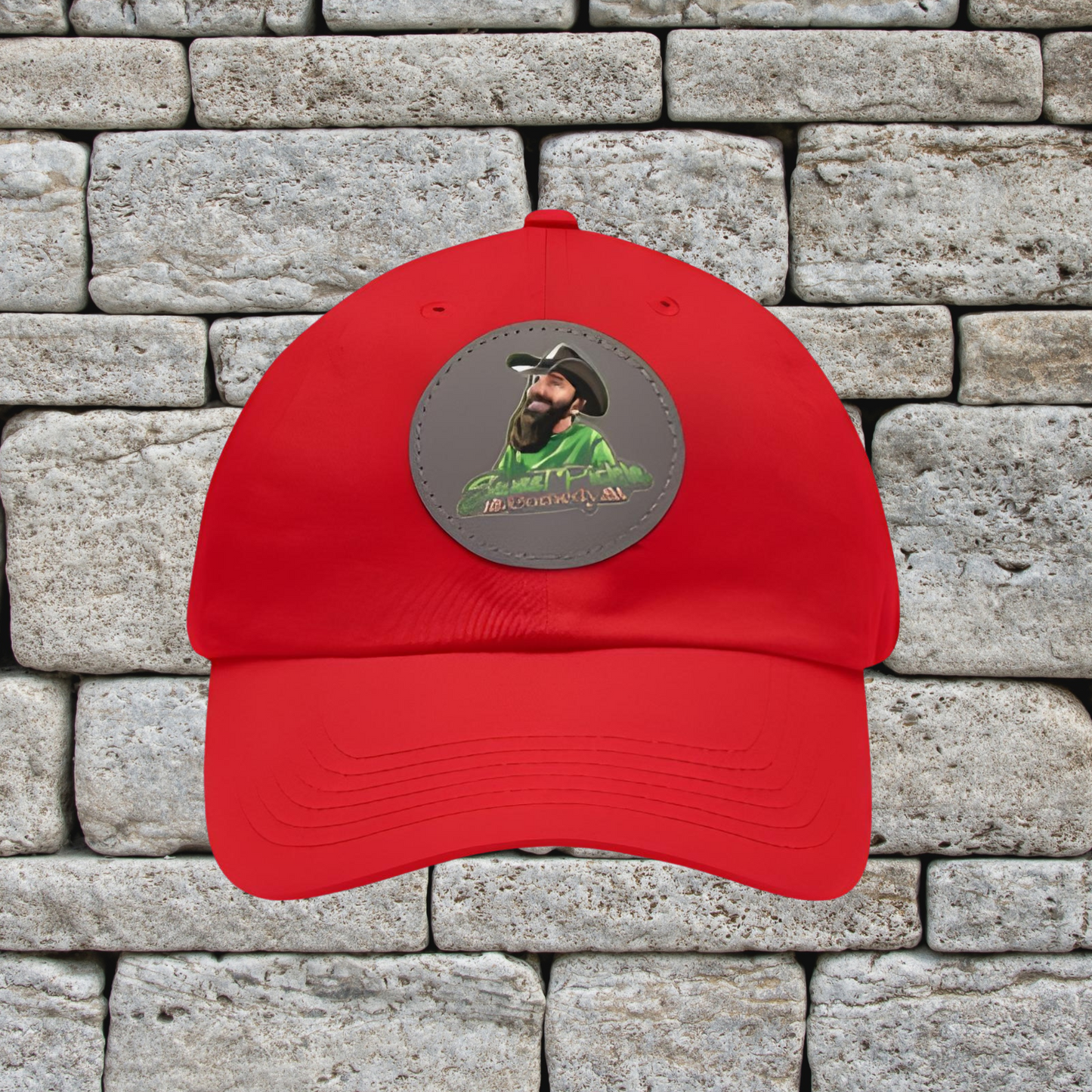 Sweet Pickle Dad Cap with Round Grey Leather Patch