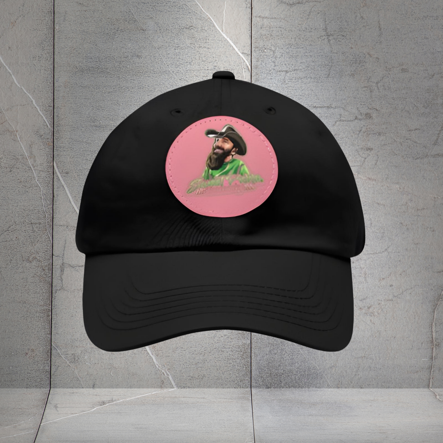 Sweet Pickle Dad Cap with Round Pink Leather Patch
