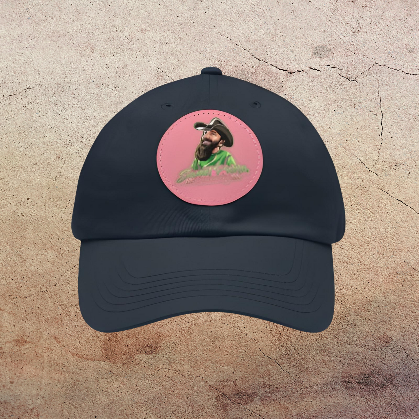 Sweet Pickle Dad Cap with Round Pink Leather Patch