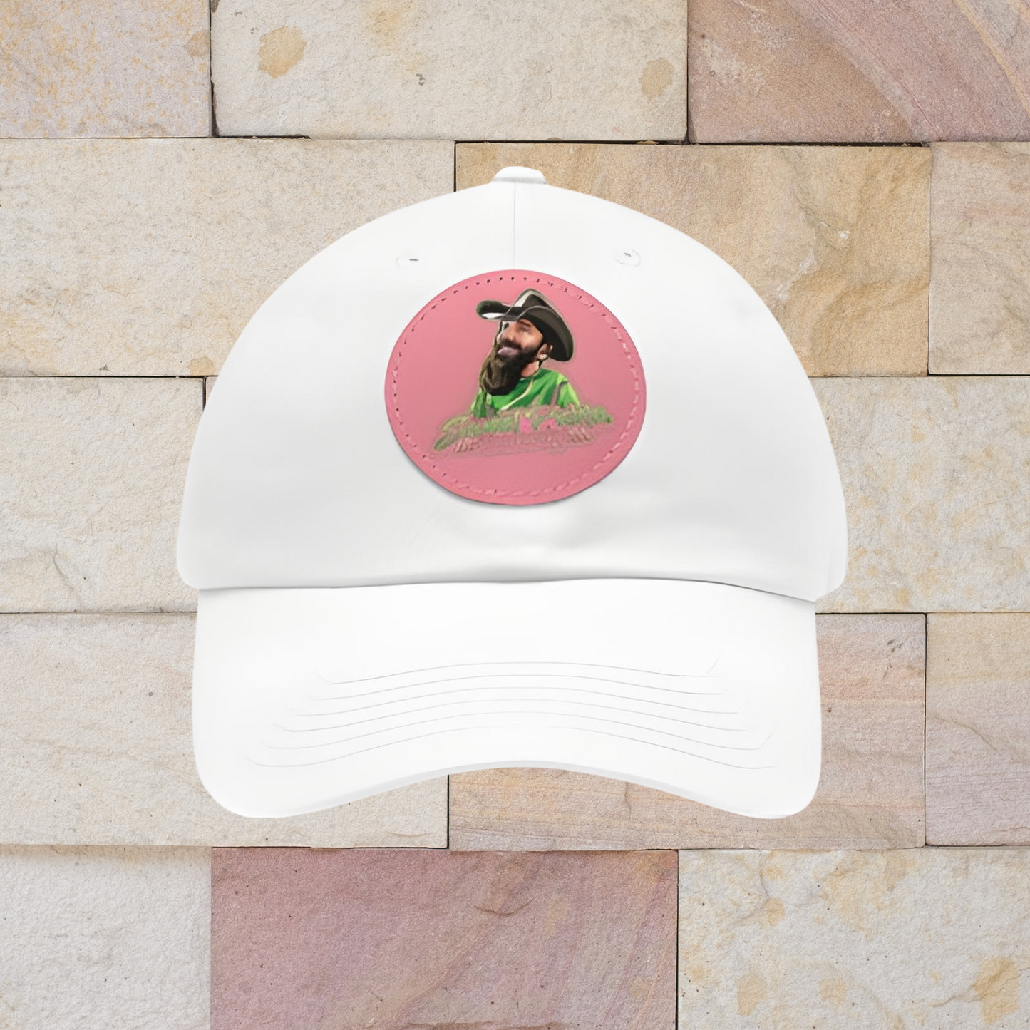 Sweet Pickle Dad Cap with Round Pink Leather Patch