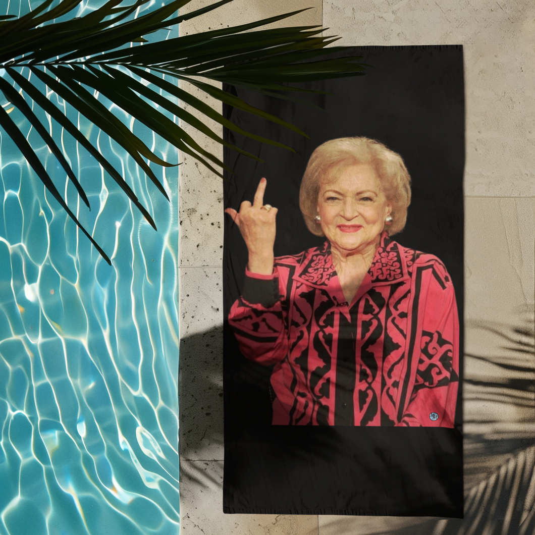 Betty White Middle Finger Beach Towel