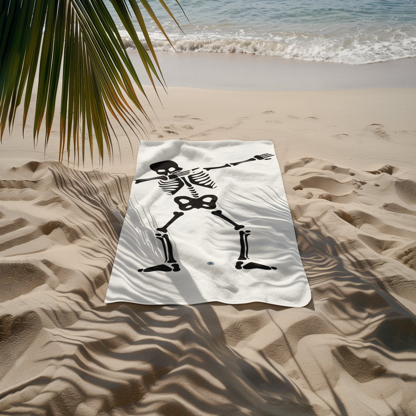 Dabbing Skeleton White Beach Towel