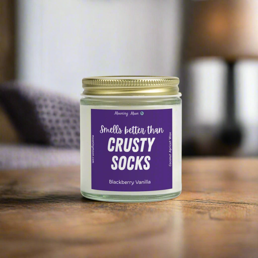 Crusty Socks - Blackberry Vanilla, Coconut Apricot Wax Candle