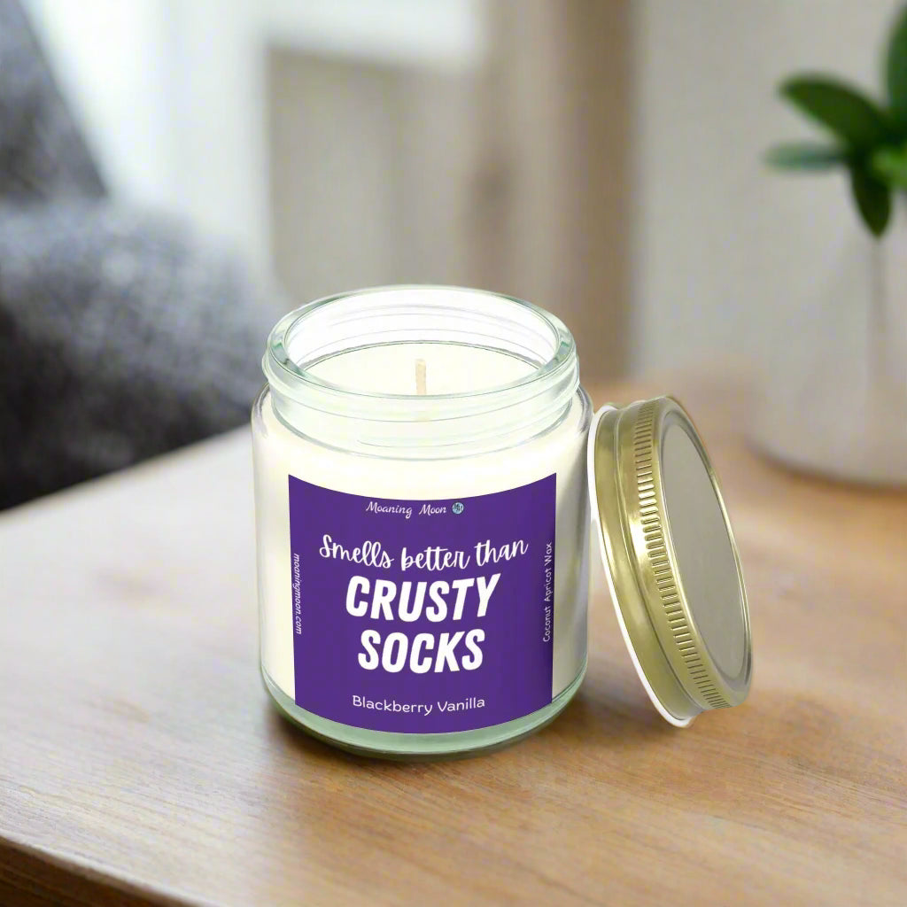 Crusty Socks - Blackberry Vanilla, Coconut Apricot Wax Candle