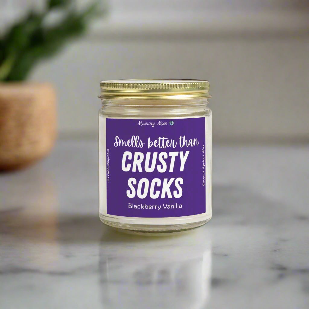 Crusty Socks - Blackberry Vanilla, Coconut Apricot Wax Candle