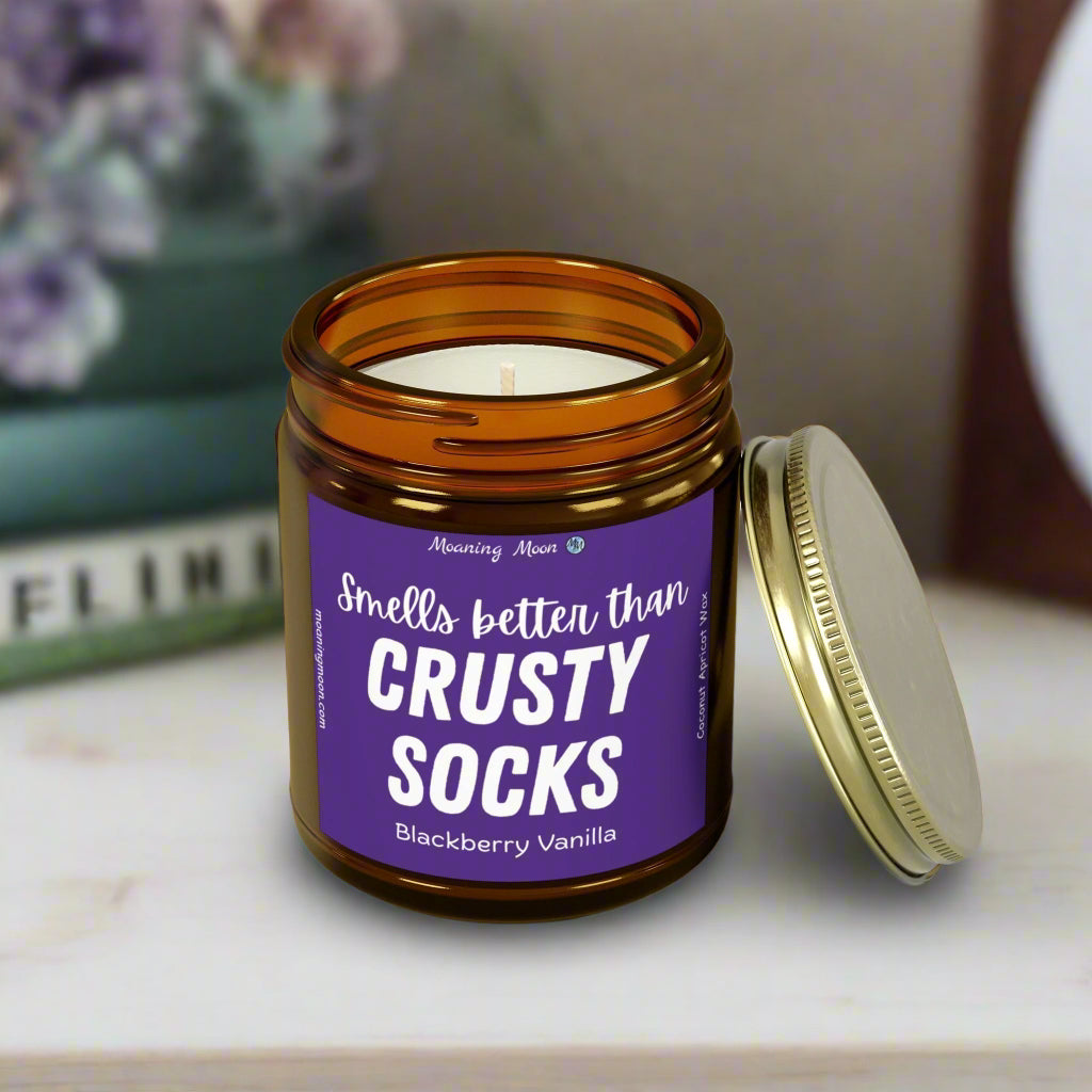 Crusty Socks - Blackberry Vanilla, Coconut Apricot Wax Candle