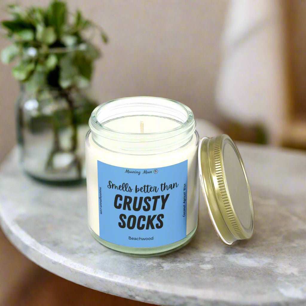 Crusty Socks - Beachwood, Coconut Apricot Wax Candle