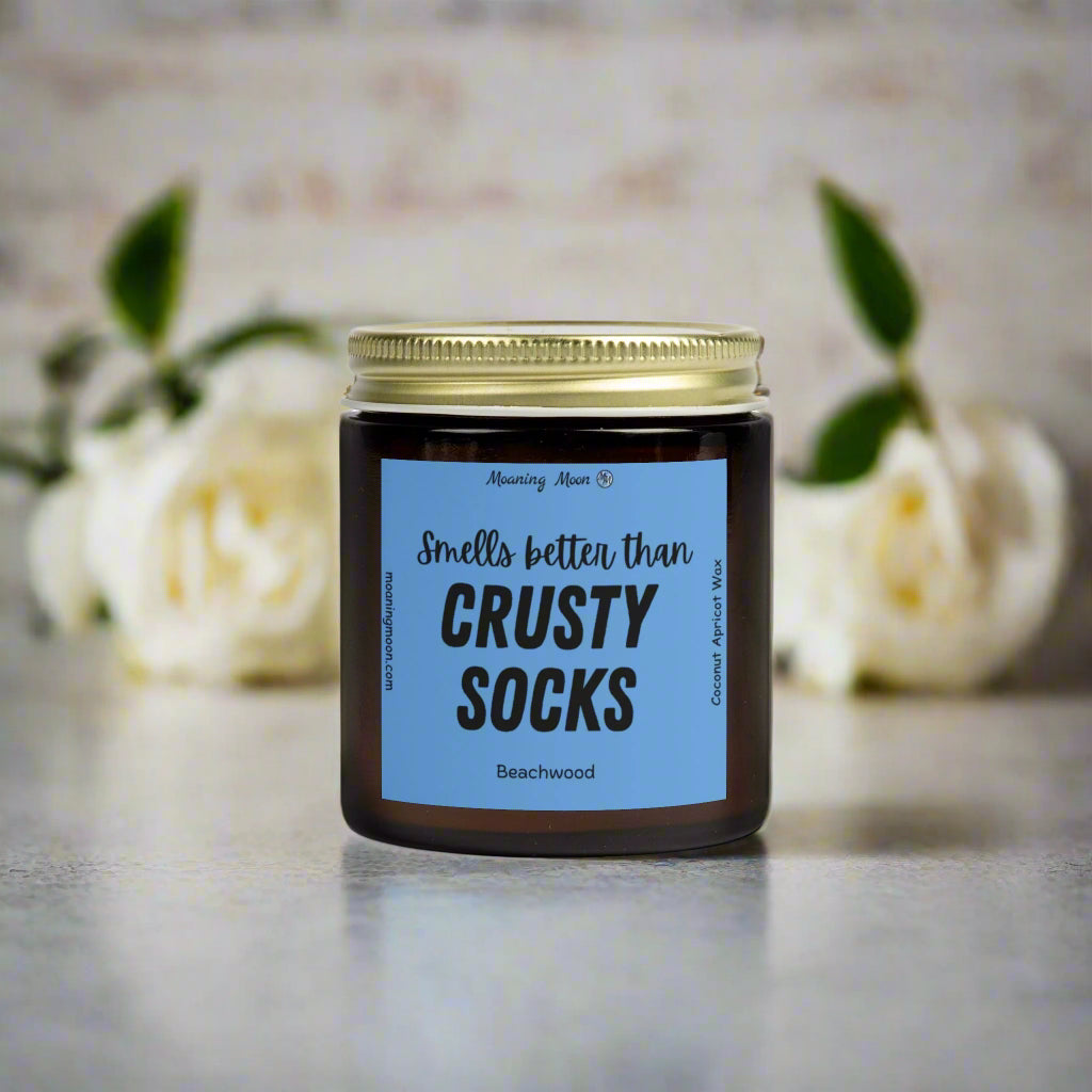 Crusty Socks - Beachwood, Coconut Apricot Wax Candle