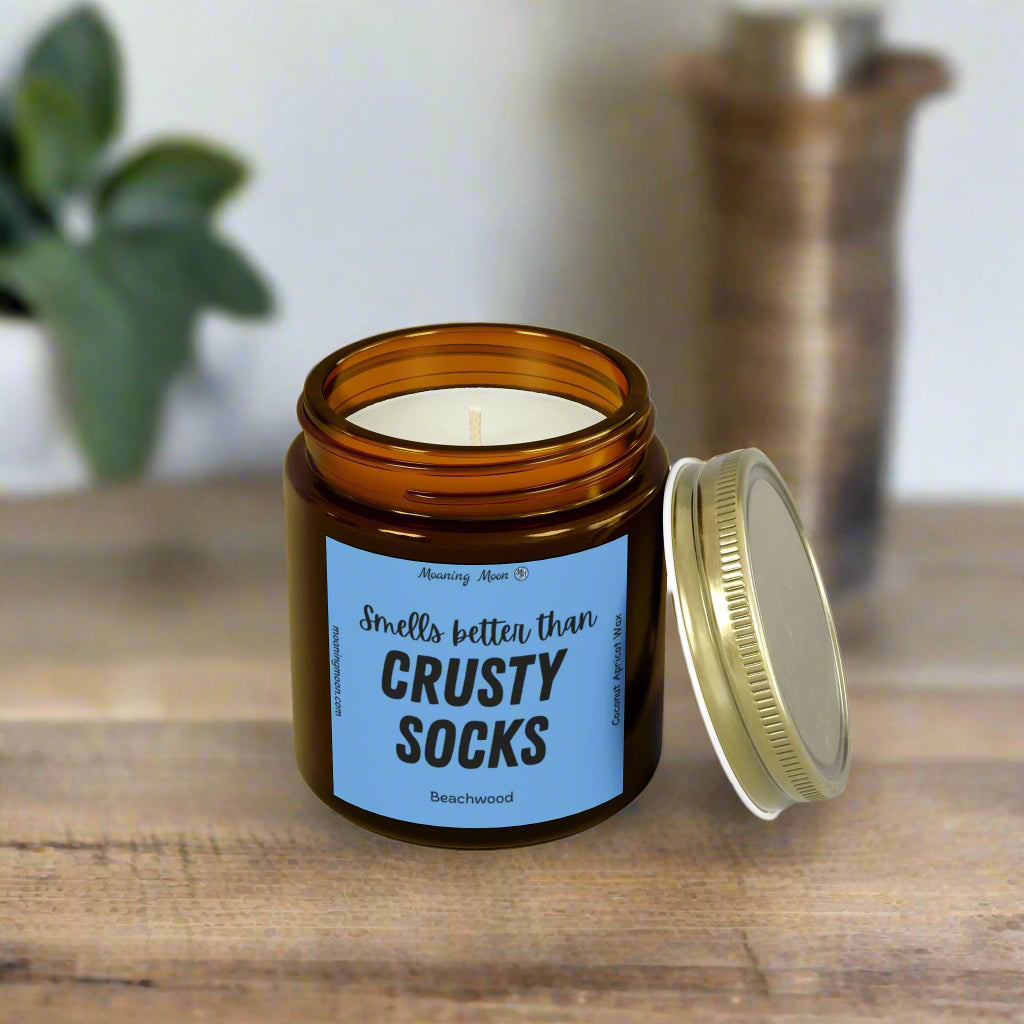 Crusty Socks - Beachwood, Coconut Apricot Wax Candle