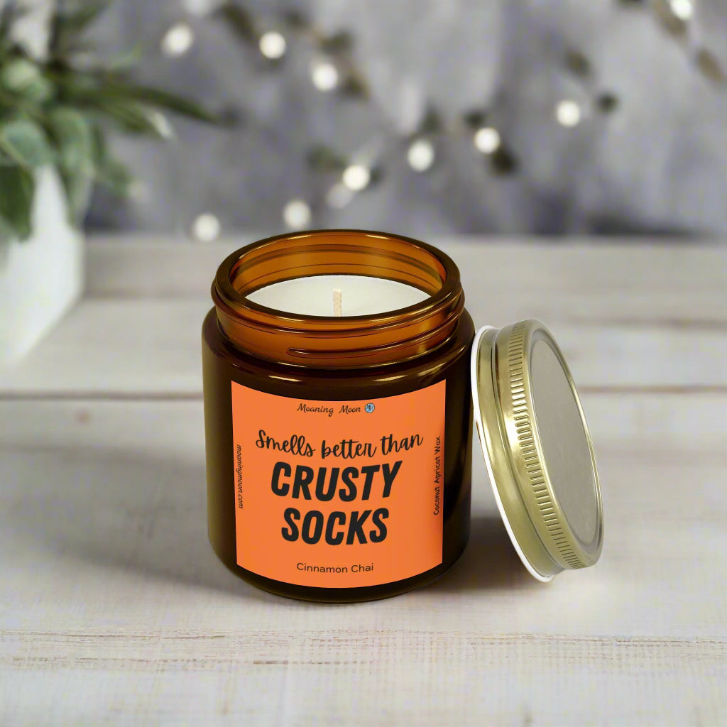 Crusty Socks - Cinnamon Chai, Coconut Apricot Wax Candles