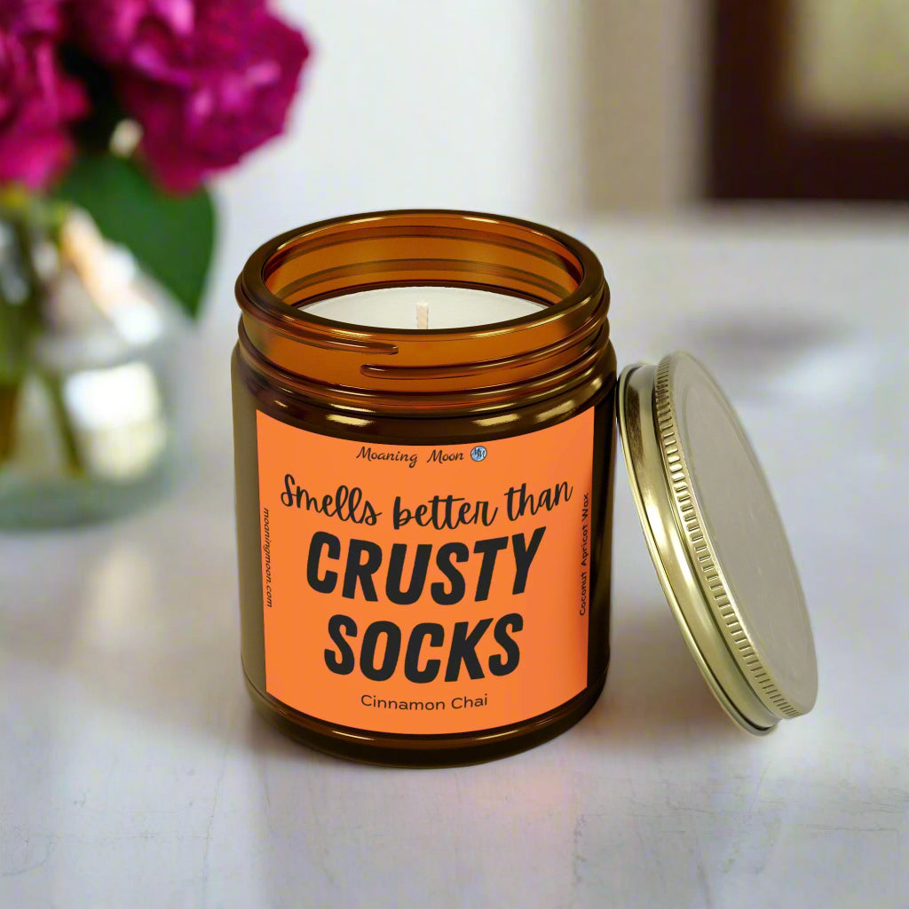 Crusty Socks - Cinnamon Chai, Coconut Apricot Wax Candles