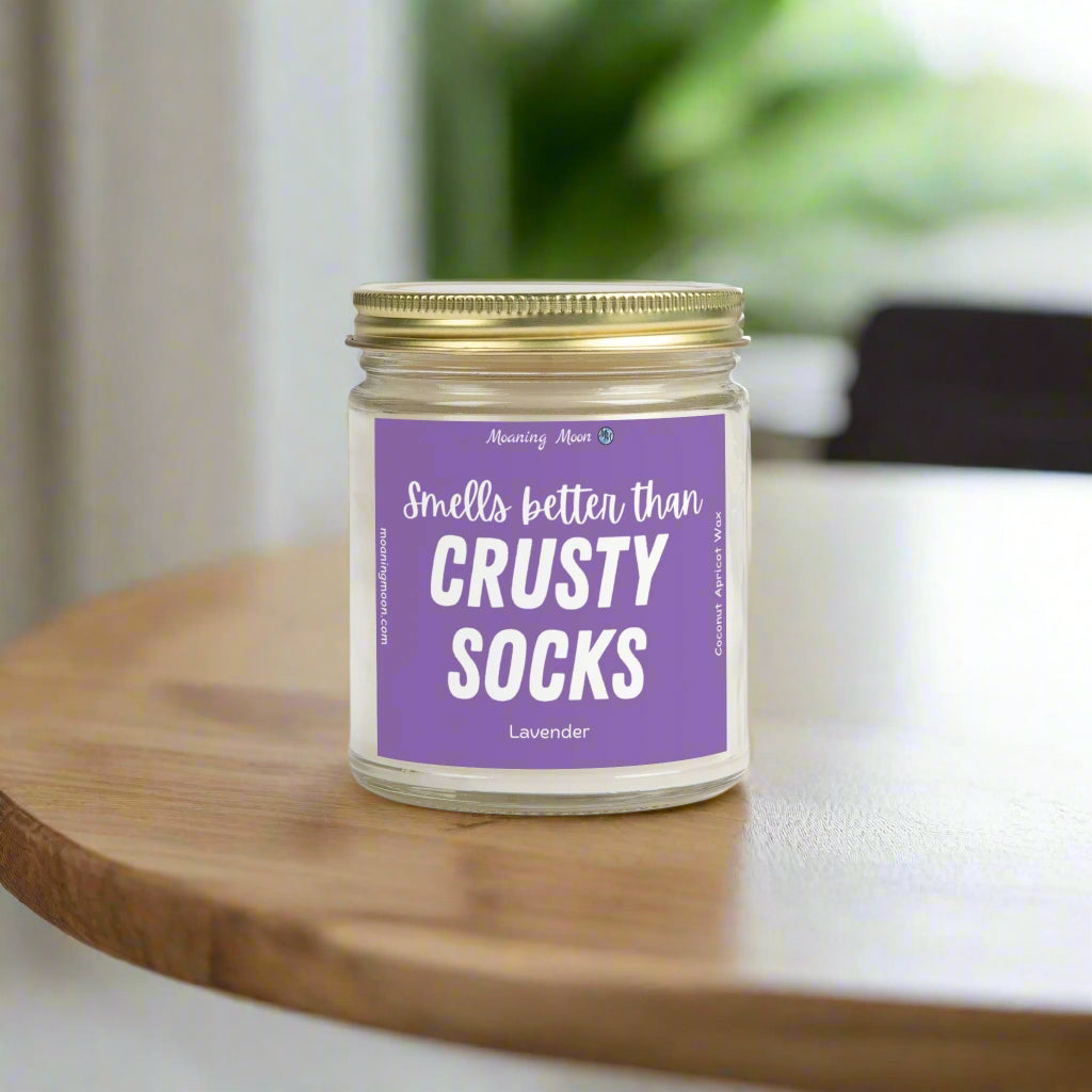 Crusty Socks - Lavender, Coconut Apricot Wax Candle