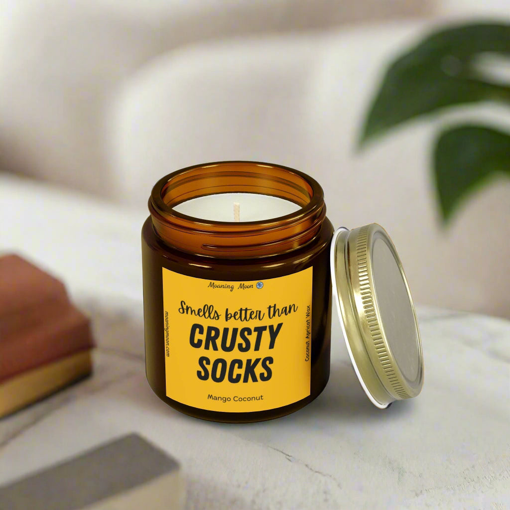 Crusty Socks - Mango Coconut, Coconut Apricot Wax Candle