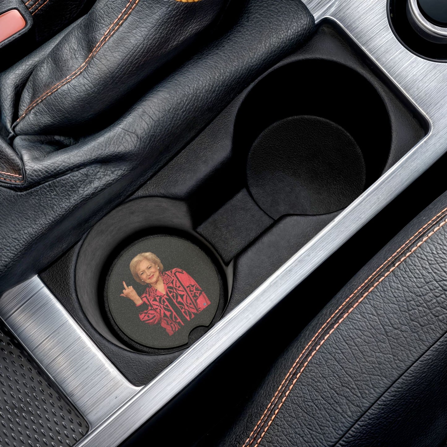 Betty White Middle Finger Soapstone Car Coaster