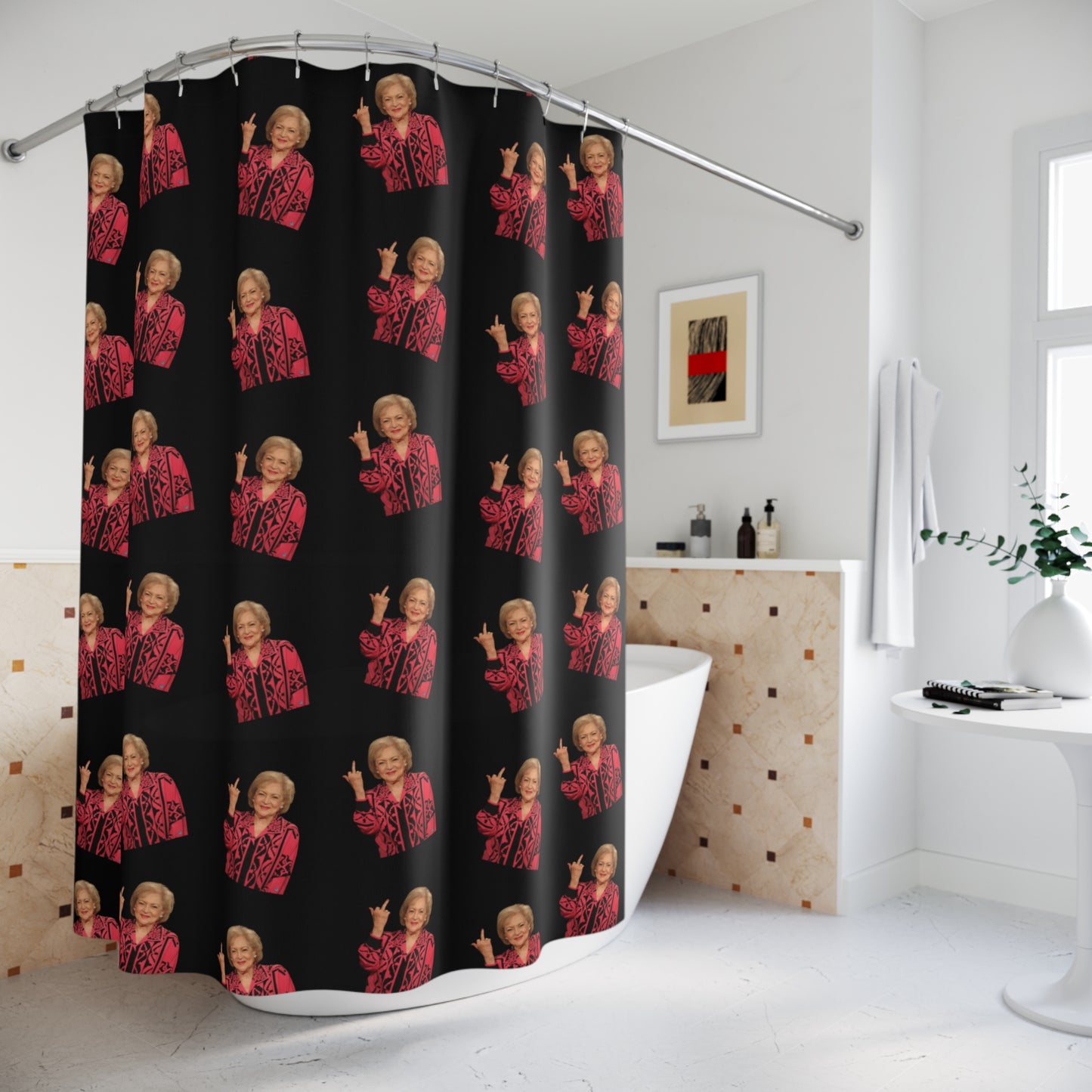Betty White Middle Finger Shower Curtain
