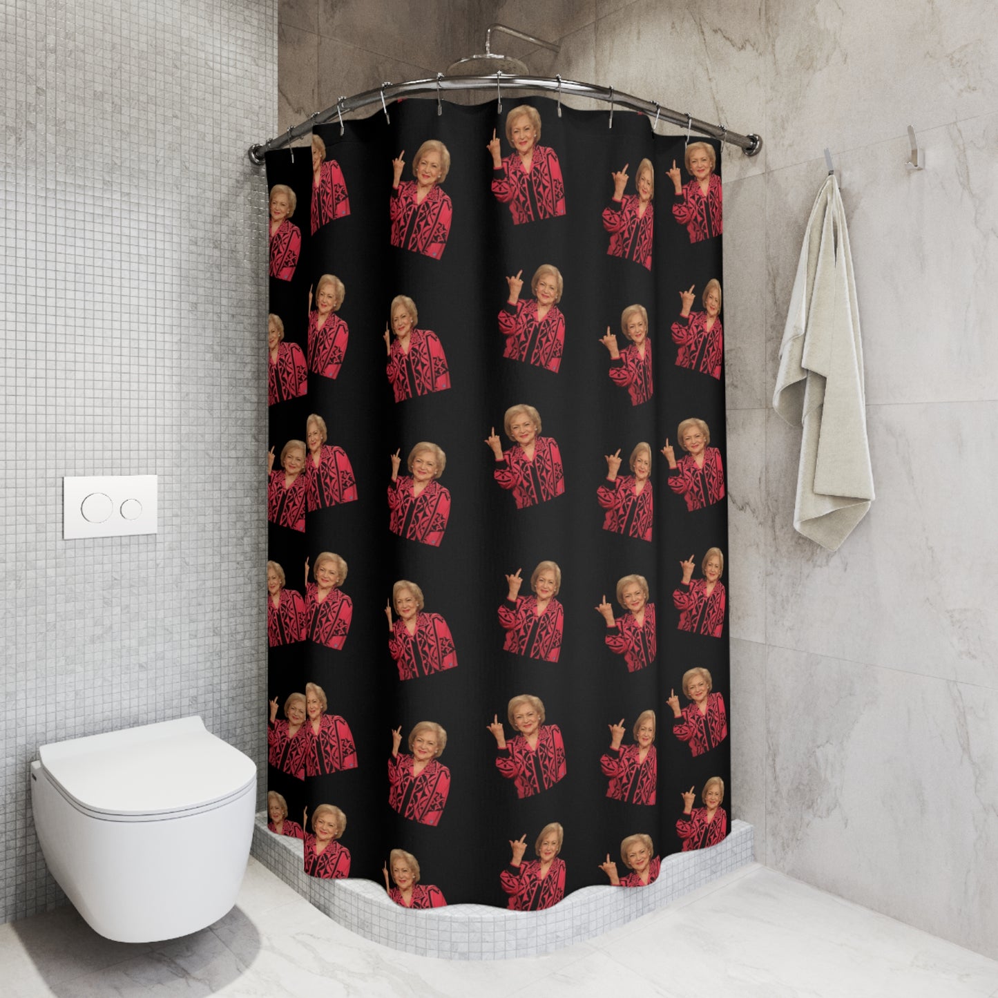 Betty White Middle Finger Shower Curtain