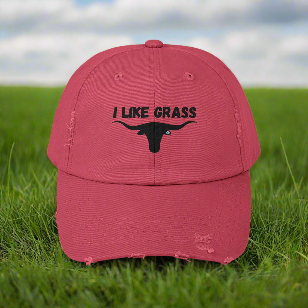 I Like Grass Distressed Cap