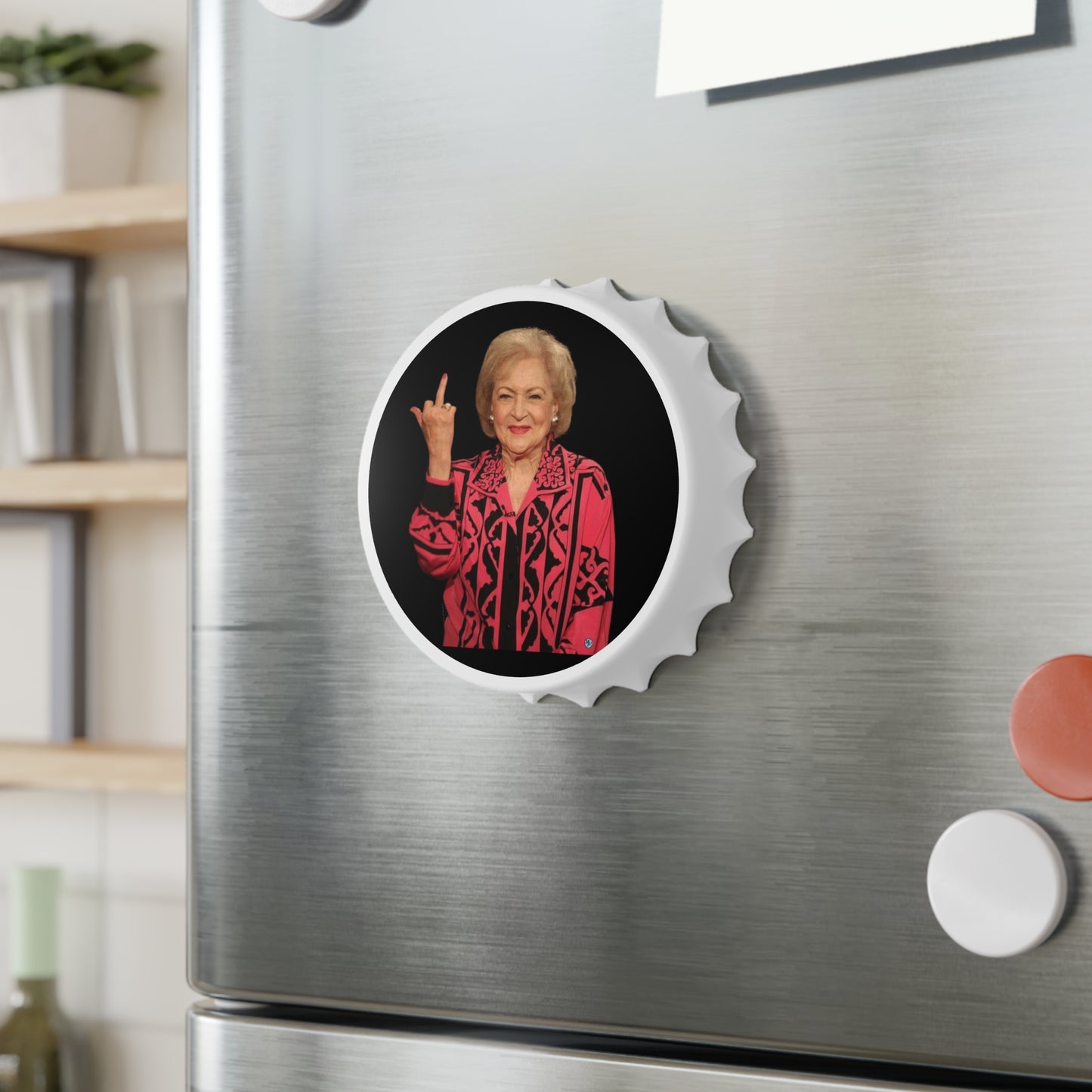 Betty White Middle Finger Magnetic Double Bottle Opener