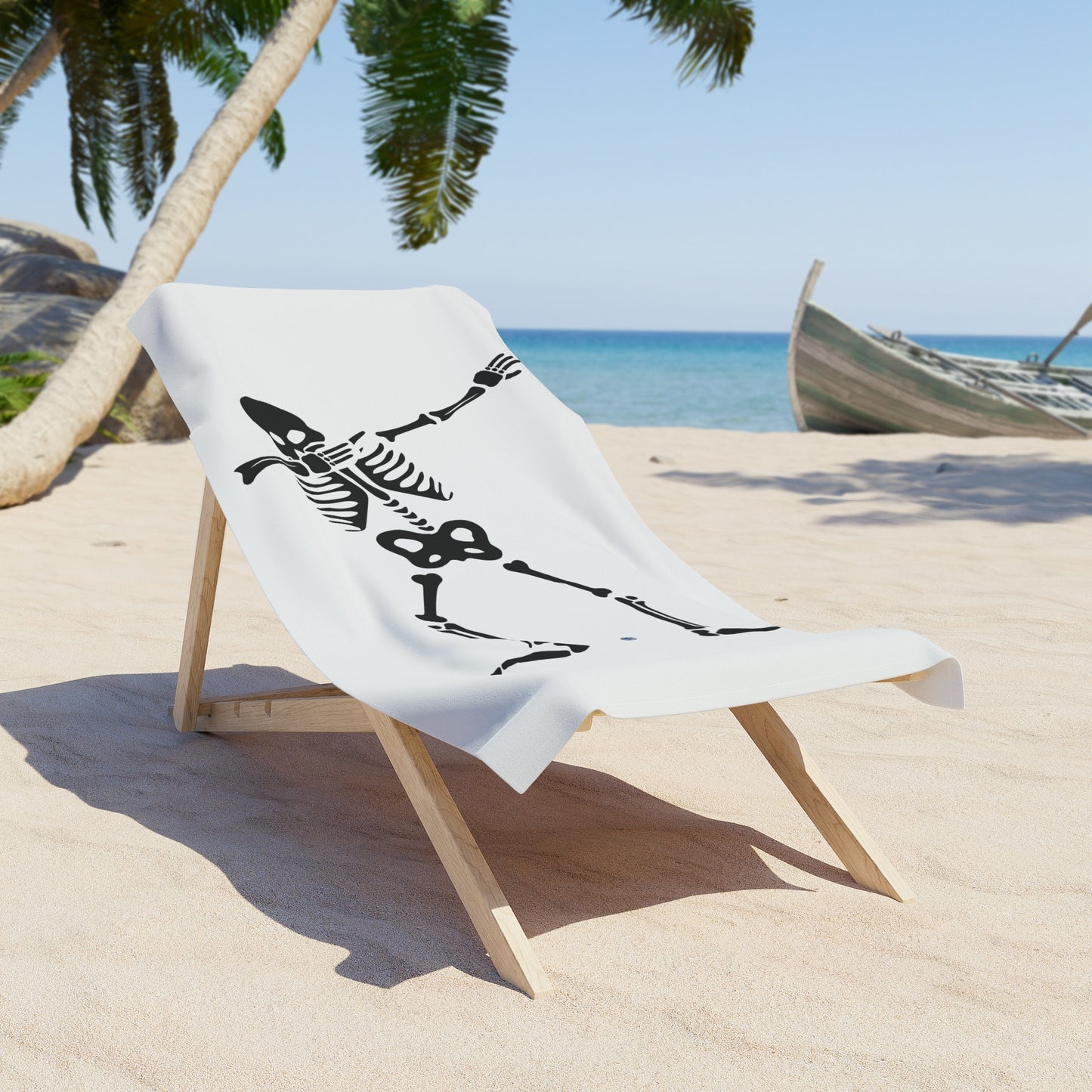 Dabbing Skeleton White Beach Towel