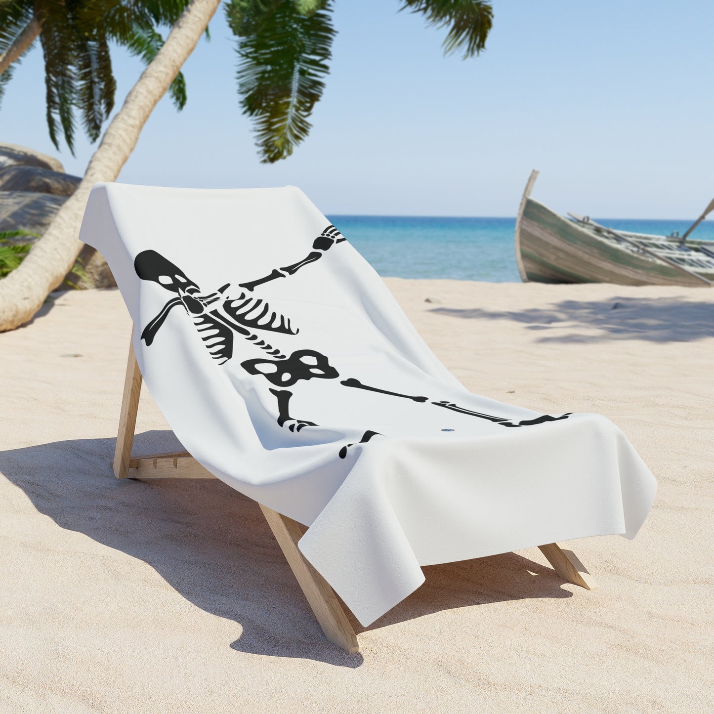 Dabbing Skeleton White Beach Towel