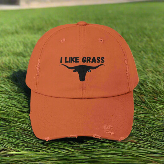 I Like Grass Distressed Cap