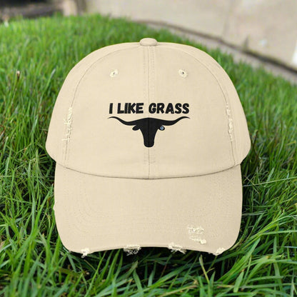 I Like Grass Distressed Cap