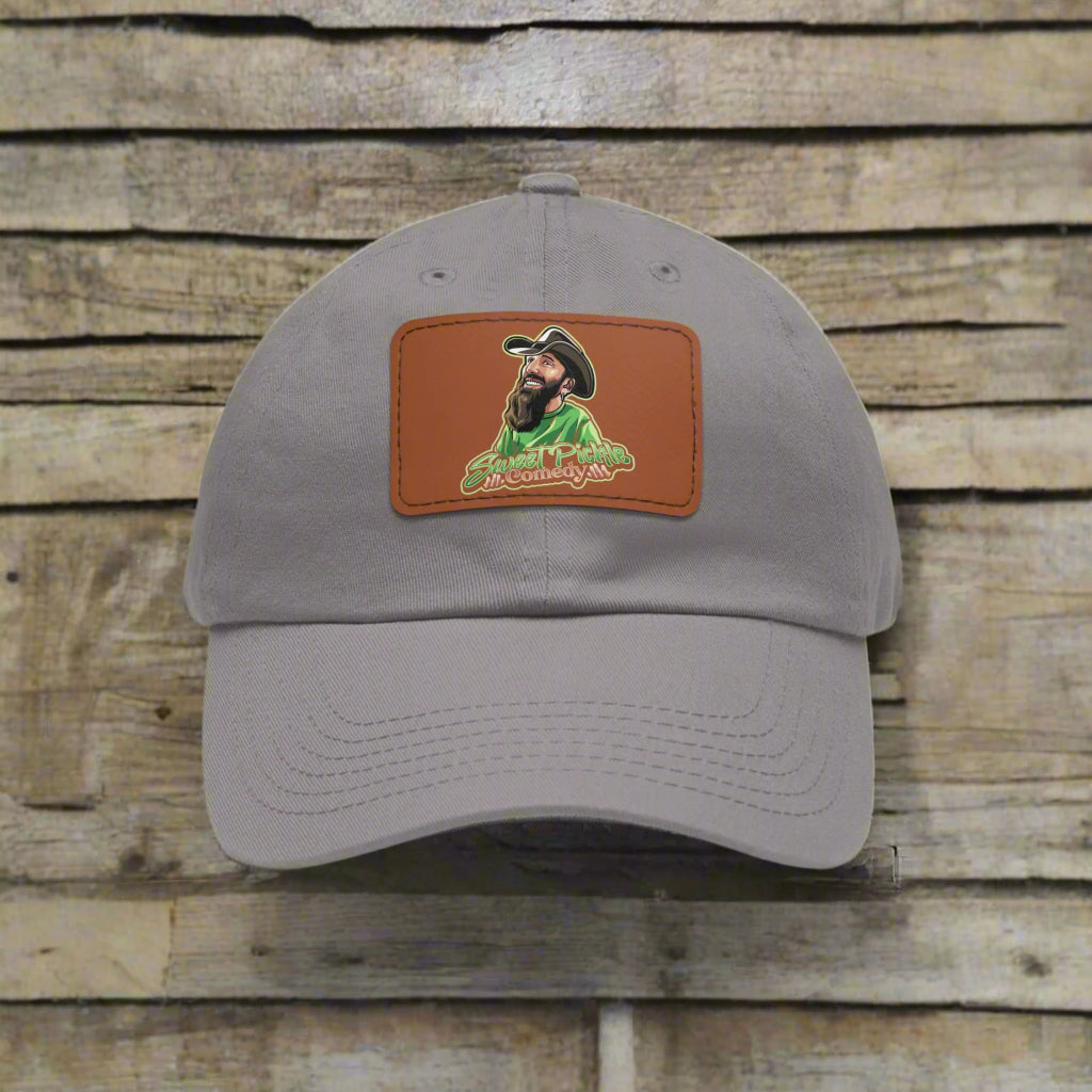 Sweet Pickle Dad Cap with Rectangle Brown Leather Patch