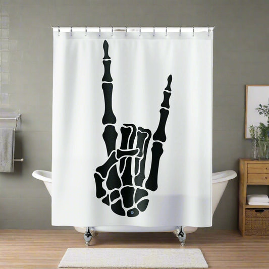 Rock On White Shower Curtain