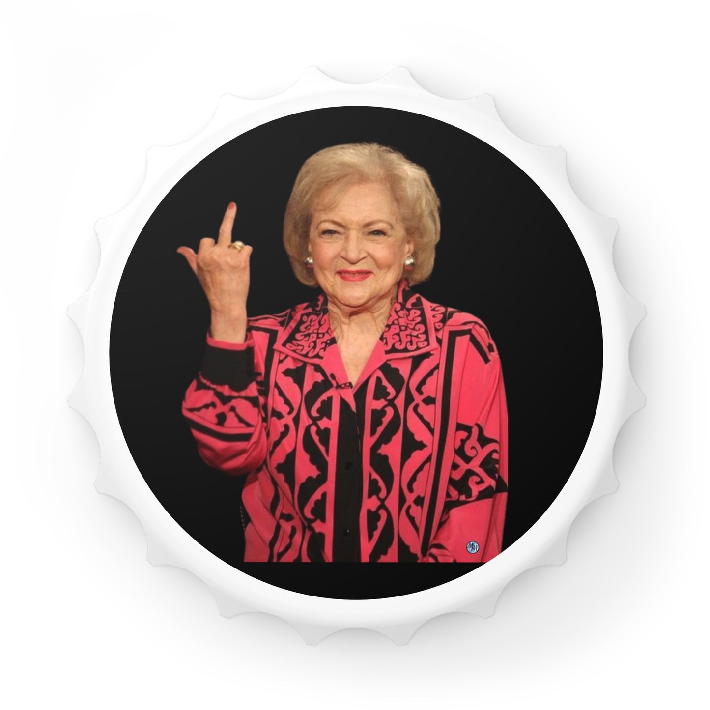Betty White Middle Finger Magnetic Double Bottle Opener