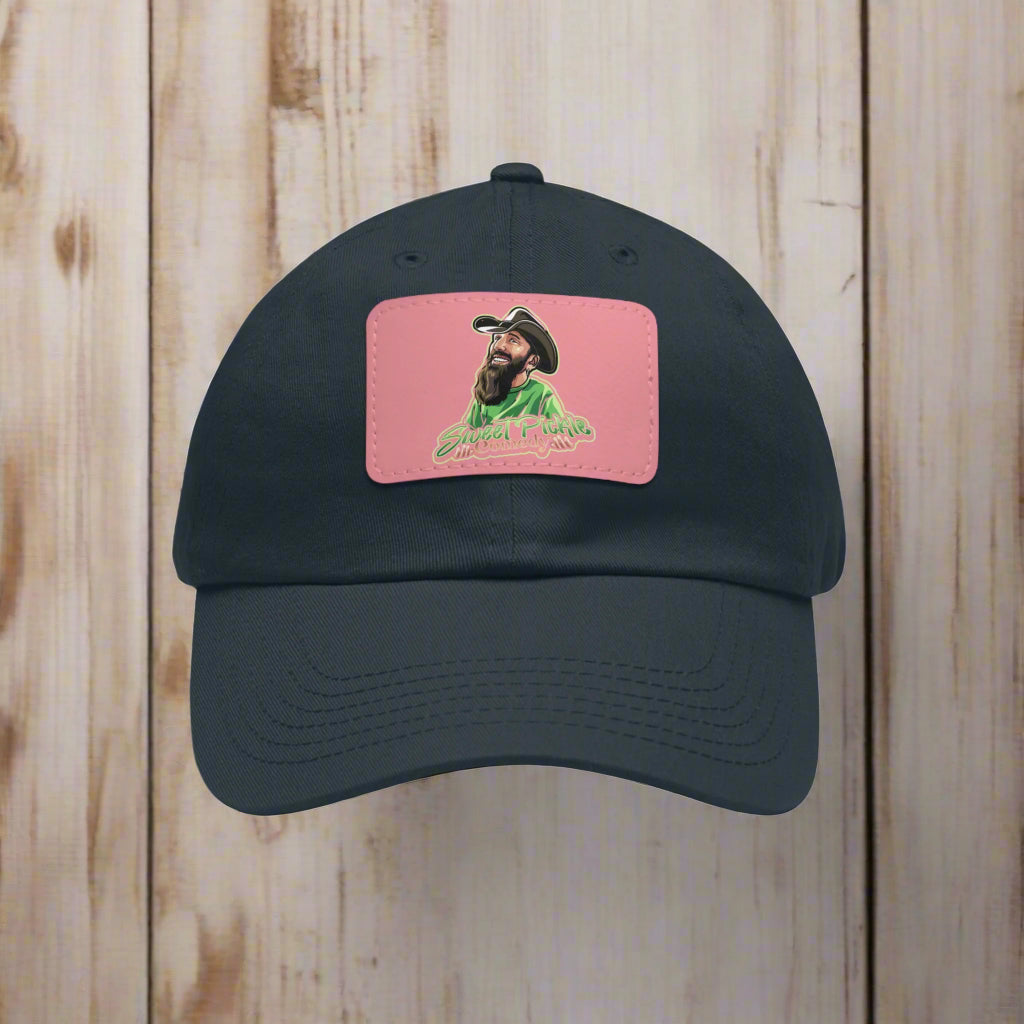 Sweet Pickle Dad Cap with Rectangle Pink Leather Patch