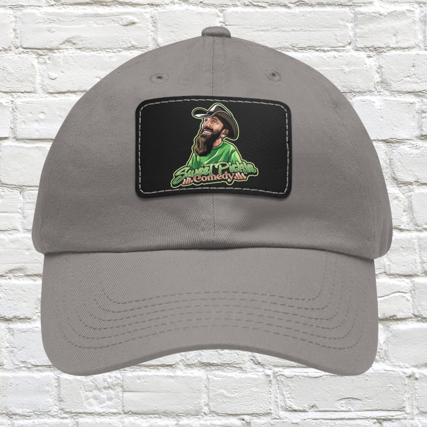 Sweet Pickle Dad Cap with Rectangle Black Leather Patch