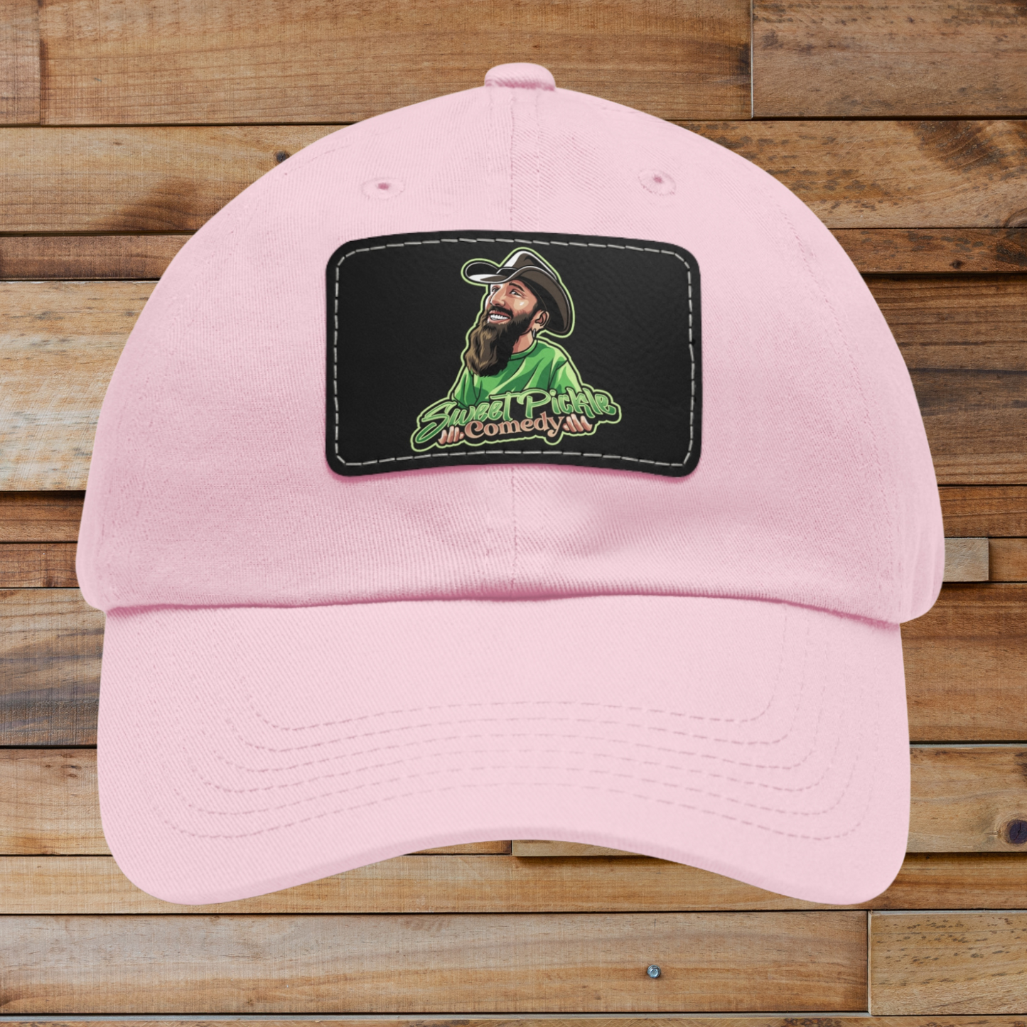 Sweet Pickle Dad Cap with Rectangle Black Leather Patch