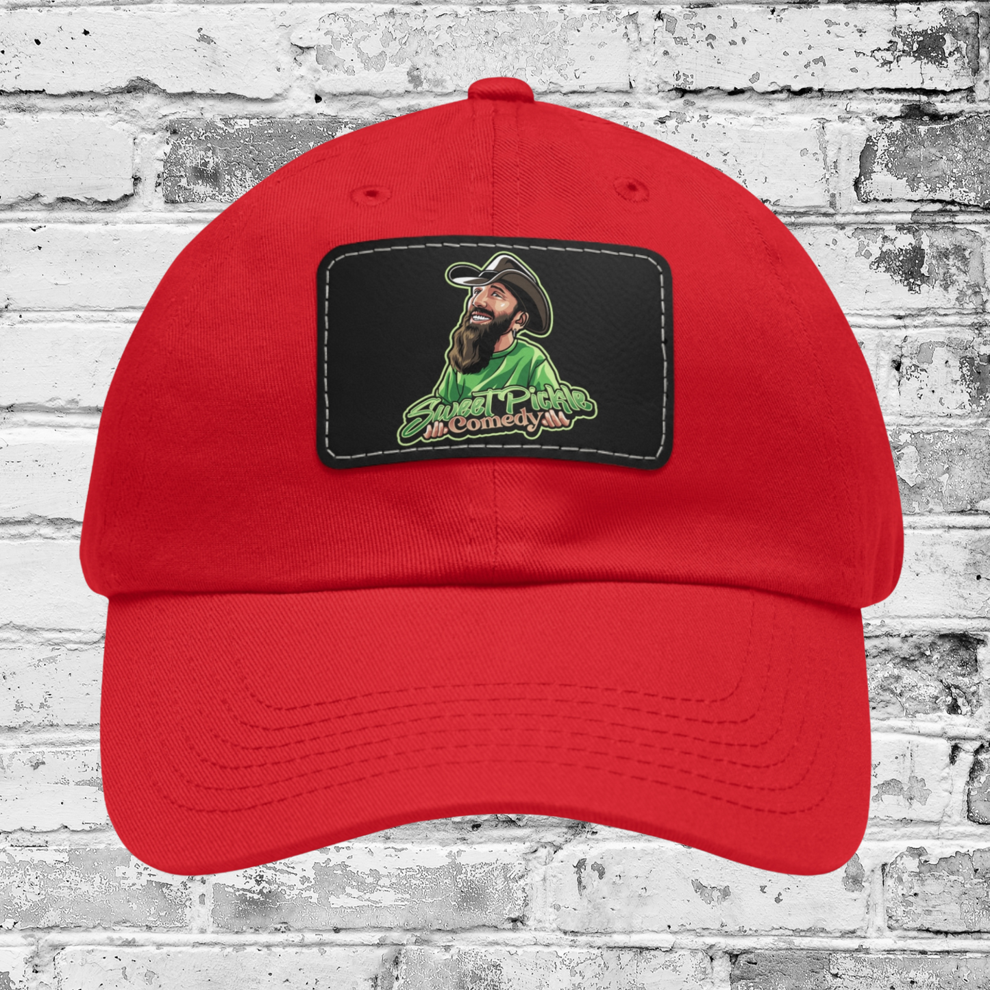 Sweet Pickle Dad Cap with Rectangle Black Leather Patch