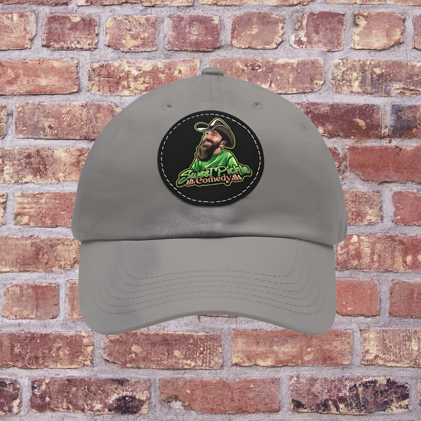 Sweet Pickle Dad Cap with Round Black Leather Patch