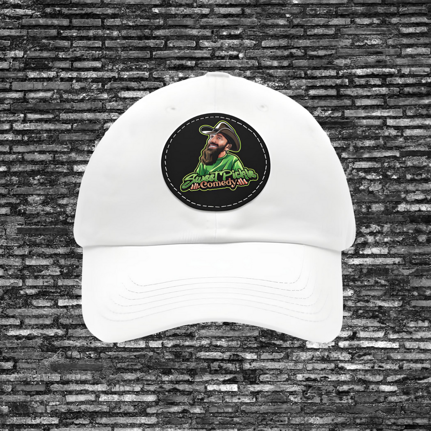 Sweet Pickle Dad Cap with Round Black Leather Patch