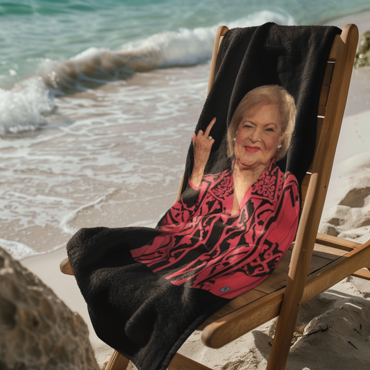 Betty White Middle Finger Beach Towel