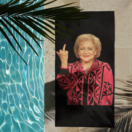 Betty White Middle Finger Beach Towel