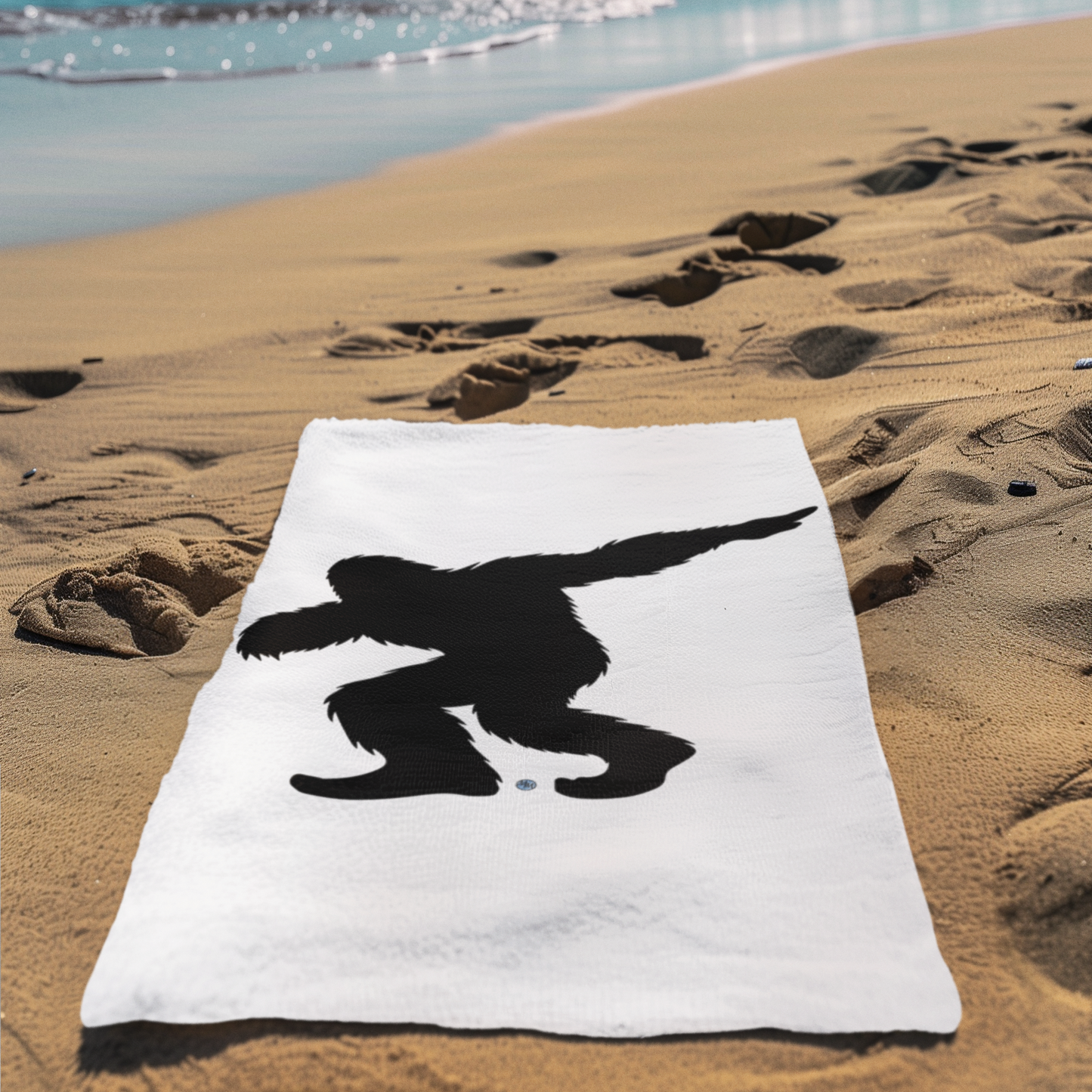 Dabbing Bigfoot White Beach Towel