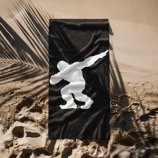 Dabbing Bigfoot Black Beach Towel