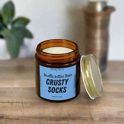 Crusty Socks - Beachwood, Coconut Apricot Wax Candle