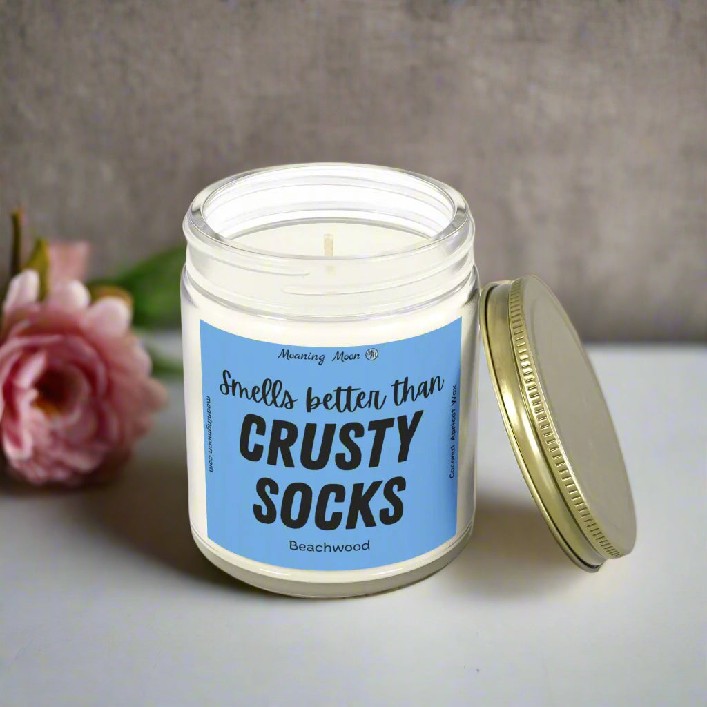 Crusty Socks - Beachwood, Coconut Apricot Wax Candle
