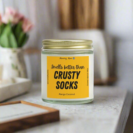 Crusty Socks - Mango Coconut, Coconut Apricot Wax Candle