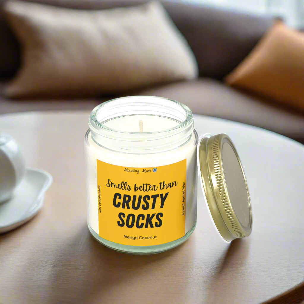 Crusty Socks - Mango Coconut, Coconut Apricot Wax Candle
