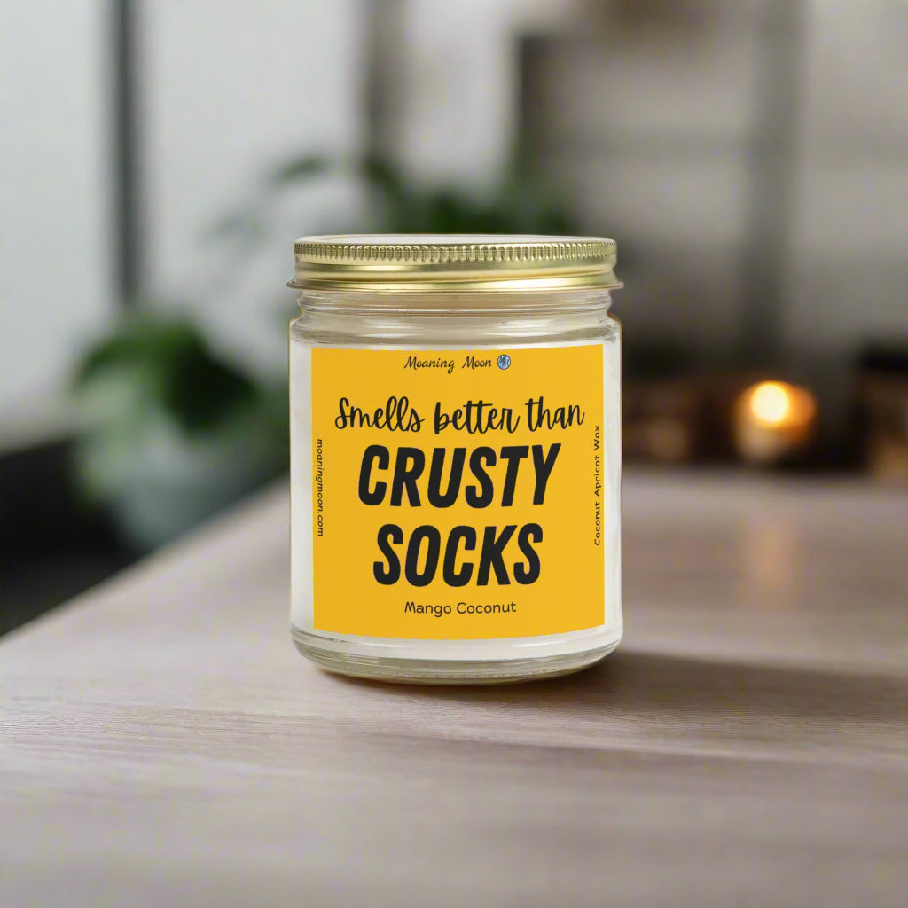 Crusty Socks - Mango Coconut, Coconut Apricot Wax Candle